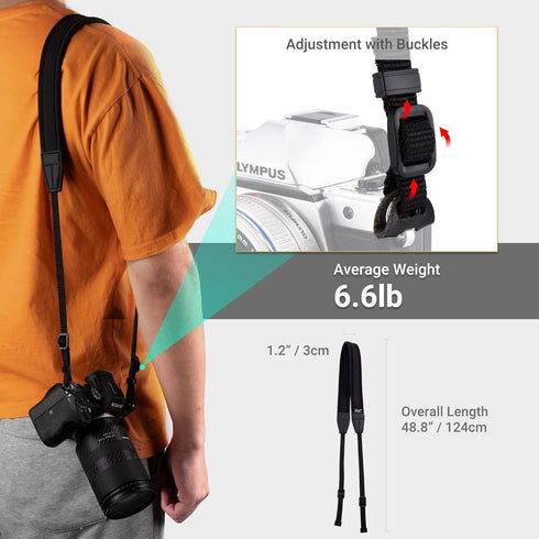 Mirrorless Camera Neck Strap Shoulder Belt for Sony ZV-E10, A7C, A6600, A6500, A6400, A7 IV, Black