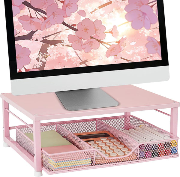 Small Pink Laptop Stand for Desk, Monitor Stand, Office Desk Accessories, Computer