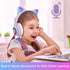 Wireless Over-Ear Headphones with Microphone, Bluetooth Cat Ear Headphones for Kids, Teens, Adults