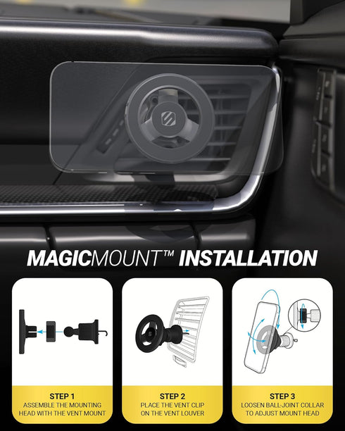 Scosche 17 16 15 14, 2-Pack MagSafe Car Mount Vent, Phone Holders for Your Car with Strong Magnetic Hold and Secure
