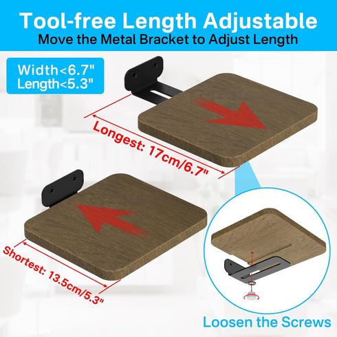 Universal Rear Speaker Wall Mount for Samsung, Roku, Sony, JBL, Vizio, LG - Adjustable Wooden Shelf for Satellite
