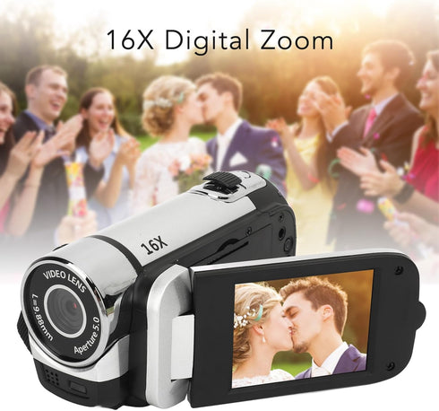 Zopsc 1080P, 16MP, 16X 2.4 Inch Digital Video Camera, Zoom, Rotatable Screen, Fill Light, Camcorder for Vlogging