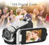 Zopsc 1080P, 16MP, 16X 2.4 Inch Digital Video Camera, Zoom, Rotatable Screen, Fill Light, Camcorder for Vlogging