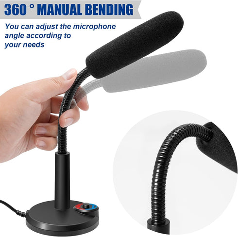 Futurtecer PS5, (1.5m RGB USB Condenser Microphone, Plug & Play Desktop PC Mic with Mute Button, Flexible Gooseneck