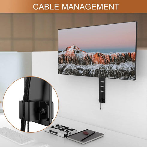 JOY worker Height Adjustable Cubicle Monitor Mount, 13"-34" Hanger, VESA 75*75/100*100mm, Black, Holds Up to 17.6 lbs