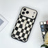 SOKAD 3D 17 Checkered Phone Case for iPhone Pro Max with Finger Strap Kickstand, Cute Checkerboard Design with Finger