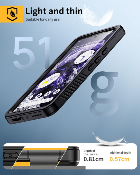 Lanhiem Pixel 8 Case, IP68 Waterproof Dustproof Case with Built-in Screen Protector for Google Pixel 8 6.2 Inch, Rugged