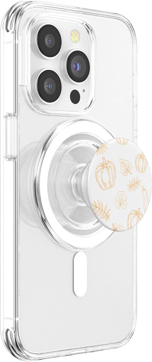 PopSockets PopGrip for MagSafe, Pumpkins Pattern Halloween Autumn Fall Leaves