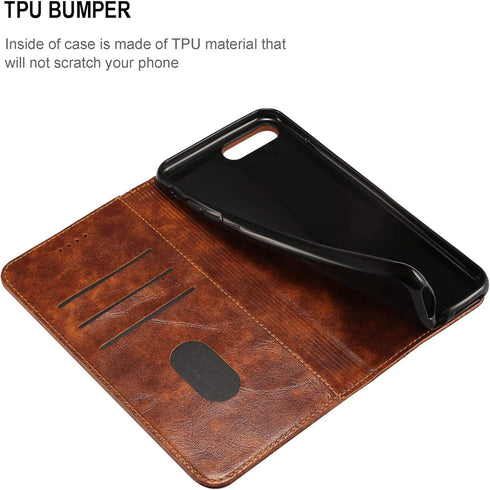 SINIANL Leather Wallet Folio Case for iPhone 8/7, Book Design Flip Cover with Stand, ID Slot, Magnetic Closure