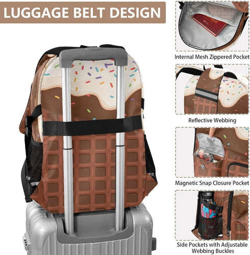 Backpack Backpack Daypack ALAZA School for Teen Girls Boys Ice Cream Chocolate Waffle Kids Purse College Laptop Bookbag