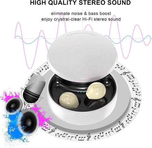 Nude Invisible Hidden Smallest Earbuds: Wireless Bluetooth Mini Micro Tiny Ear Buds for Sleeping and Work