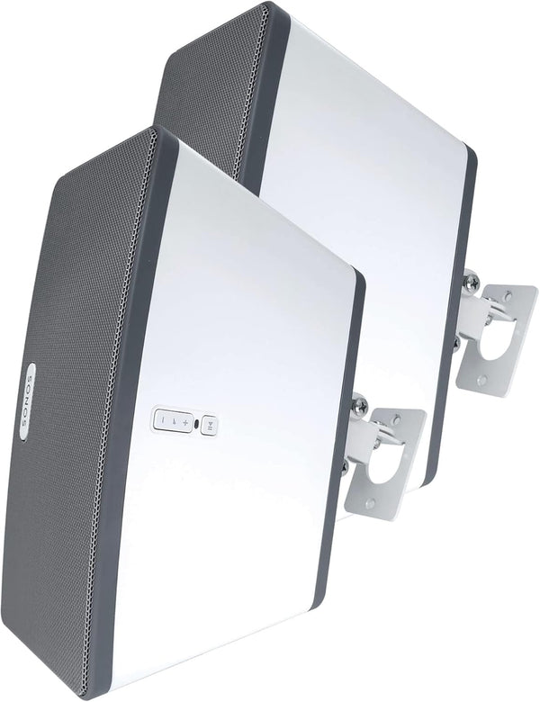 Play 3 Wall Mount for Sonos Play:3, White Twin Pack, Adjustable Swivel & Tilt Mechanism with Mounting Brackets
