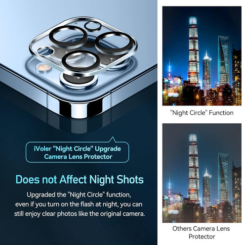 iVoler Camera Lens Protector for iPhone 13 Pro Max 6.7”/13 Pro 6.1” - 4 Pack, Scratch-Resistant, Easy Install,