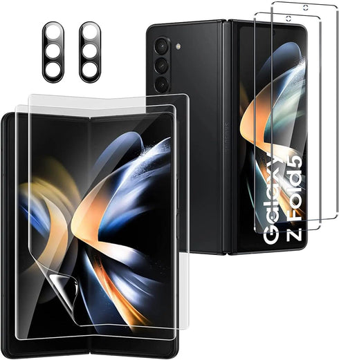 Samsung Galaxy Z Fold 5 Screen Protector: 2X Tempered Glass, 2X Inner TPU Film, 2X Camera Lens Protectors - Scratch &