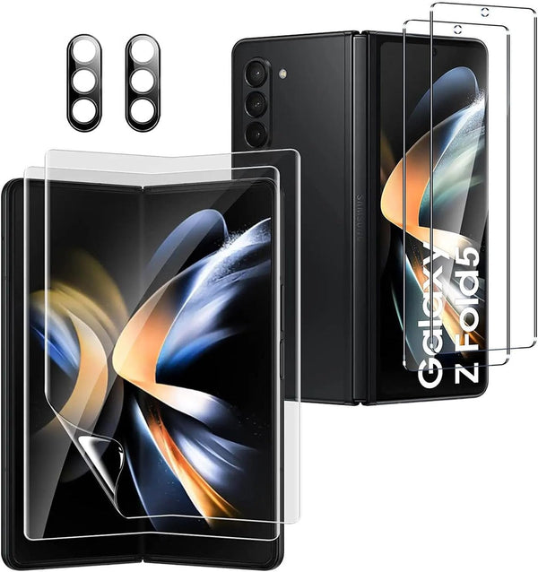 Samsung Galaxy Z Fold 5 Screen Protector: 2X Tempered Glass, 2X Inner TPU Film, 2X Camera Lens Protectors - Scratch &