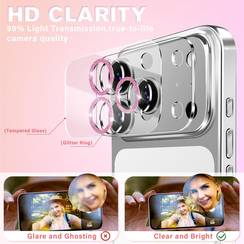 NECARSIN 3 Pack 17 9 for iPhone Pro Max Camera Lens Protector,Bling Tempered Glass Hardness,Anti-Scratch High