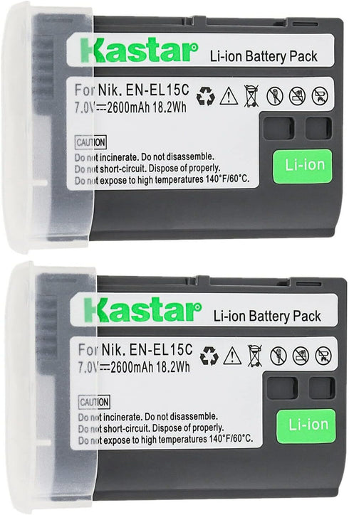 Kastar 2-Pack Battery Replacement for Nikon EN-EL15c, EN-EL15b, EN-EL15a, EN-EL15, Nikon Zf Mirrorless Camera