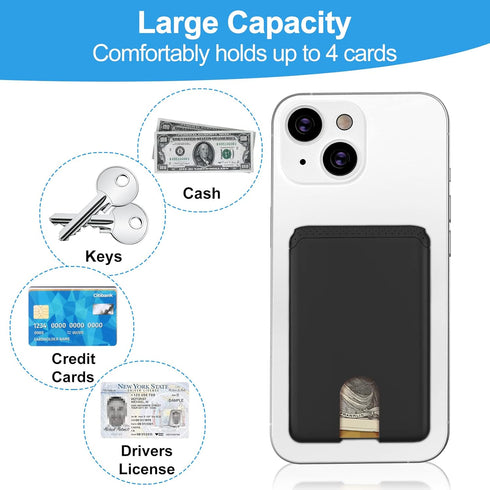 SHANSHUI Phone Card Holder, Silicone Ultra Slim Phone Wallet Stick on Credit Card Holder for Cell Phone, Compatible