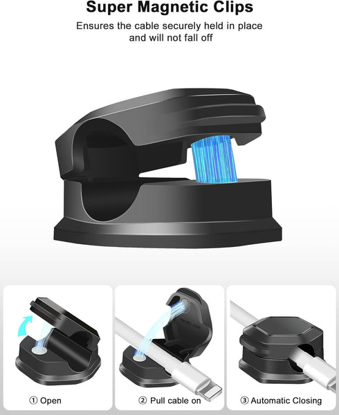 Magnetic Cord Organizer for Desk - Magnetic Cable Clips for Phone Charger, Computer, Home, Office, Car