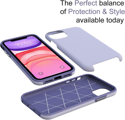 CellEver Heavy-Duty Case for iPhone 11, Dual Layer Military Grade Protection, Slim Shockproof Cover - Light Purple
