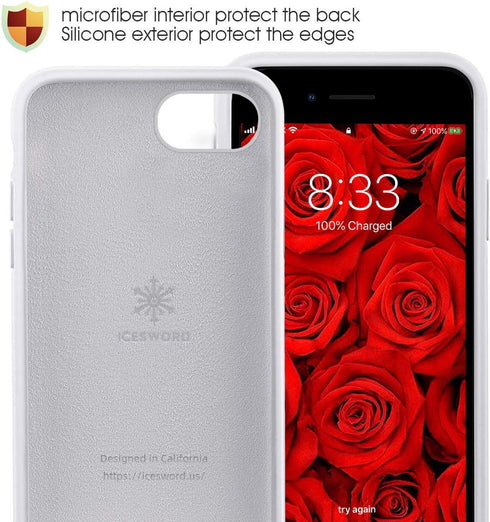 IceSword iPhone SE 3 Case 2022 - White Silicone Gel Rubber Cover for iPhone SE 3 & 2020 (2nd Gen) 4.7" Drop Protection
