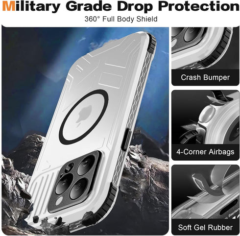 iPhone 15 Pro Max Waterproof Case Compatible with MagSafe, Translucent Slim IP68 Underwater Built-in Screen Protector,