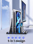 Vaydeer 3-Slot Vertical Laptop Stand - Premium ABS Plastics, Space-Saving Adjustable Desk Organizer