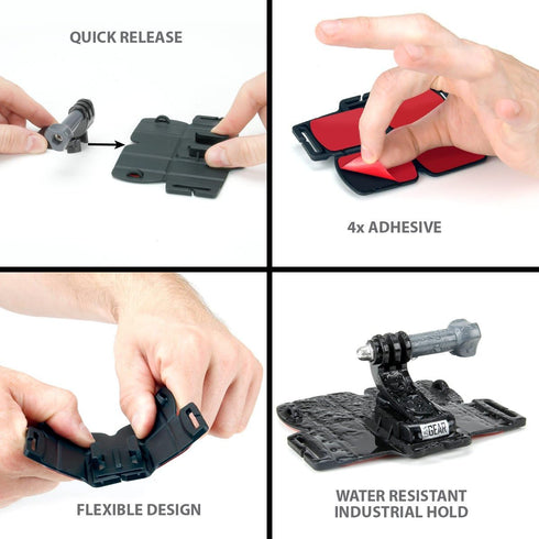 USA Gear Large Sticky Mount Compatible with GoPro Hero 11 9/8/5, Insta 360, DJI Osmo Action 3, AKASO EK7000 and more Action Cameras - Water Resistant Adhesive Mount for Flat Surfaces, J Hook Adapter