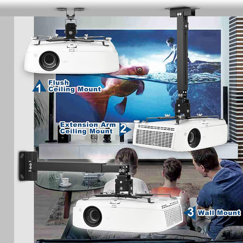 DAWASAPAT 3-in-1 Projector Mount Wall/Ceiling Projection Bracket, Universal Height Adjustable Hanging Mount Bracket