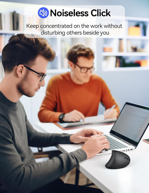 TECKNET Ergonomic Wireless Mouse, Rechargeable Vertical Ergo Mouse, Silent 2.4GHz, 6 Buttons, Up to 4800DPI