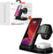 HyperGear 3 in 1 Wireless Charging Station - 10W Fast Wireless Charger Stand, Pad & Watch Mount for iPhone, Android,