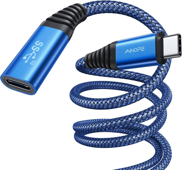 AINOPE USB C Extension Cable 10FT, 3M, 100W/5A Fast Charging, USB 3.2 (10Gbps), Nylon Braided, Compatible with Dell