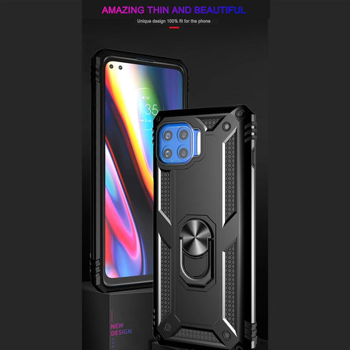 Androgate Compatible with Moto One 5G Case - Motorola One 5G UW Case with Tempered Glass Protectors, Shockproof Cover -