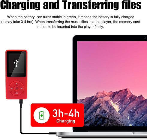 imkavery 64GB MP3 Player with Speaker Earphones Portable Music Player for Kids Support Voice Recorder Photo Video