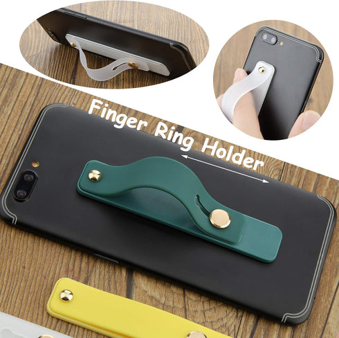 Weewooday 6 Pieces Phone Grip Holder, Telescopic Finger Strap Stand, Universal Finger Kickstand for Most Smartphones