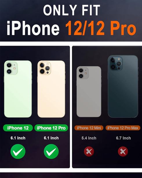 SHIELDON Case for iPhone 12/12 Pro 5G, Genuine Leather Wallet Case with RFID Blocking and Kickstand