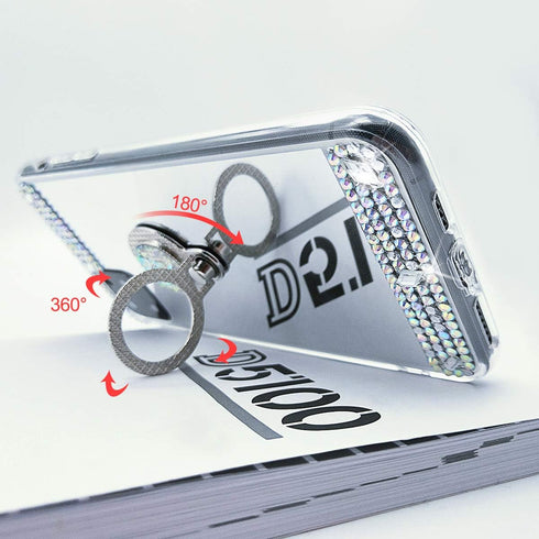 LUVI Diamond Glitter Case for iPhone 11, Mirror Makeup Cute Protective Cover with Bling Crystal Ring Holder