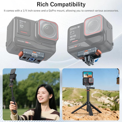 VRIG Express X5 Insta360 X5/X4 360 2/Ace 1/4 VRIG Magnetic Quick Release Base for Air, Aluminum Alloy Safety Lock Mount