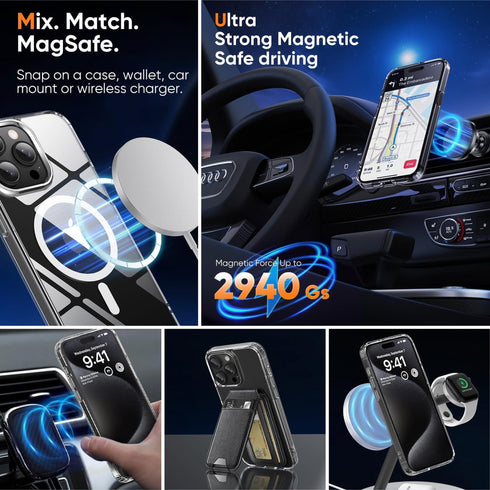 7 in 1 iPhone 15 Pro Max Case - 3X Screen Protector, 3X Camera Lens Protector, Compatible with MagSafe, Military-Grade