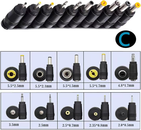 Laptop DC Power Adapter Kits, 41 PCS Universal 5.5 mm x 2.1 mm Tips Connector for Thinkpad Power Supply Plug
