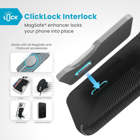 Speck 2 16 Presidio Grip iPhone Pro Max Case - MagSafe and ClickLock - Slim Black/Slate Phone Case