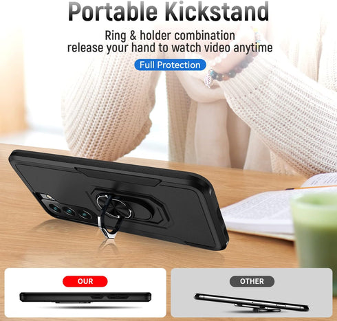Heavy Duty Shockproof Full Body Phone Cover for Samsung Galaxy S22 with Screen Protector, Built-in Finger Ring Kickstand