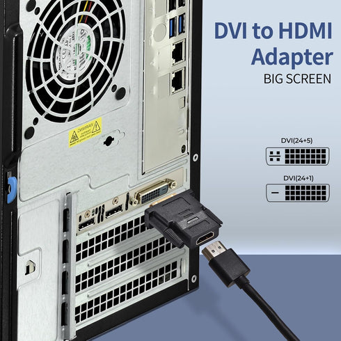 DVI to HDMI Adapter, Bidirectional DVI (DVI-D) to HDMI, Male to Female, 2-Pack, Gold-Plated for Computer, Projector
