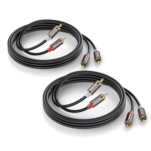 RCA Cables 2 Pack, Hi-Fi Sound, PVC Jacket, Shielded, 2-Male to 2-Male Audio Stereo Cable