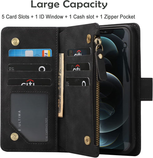 RANYOK Wallet Case for iPhone 11 (6.1 inch), Premium PU Leather Zipper Flip Folio Wallet with RFID Blocking, Magnetic