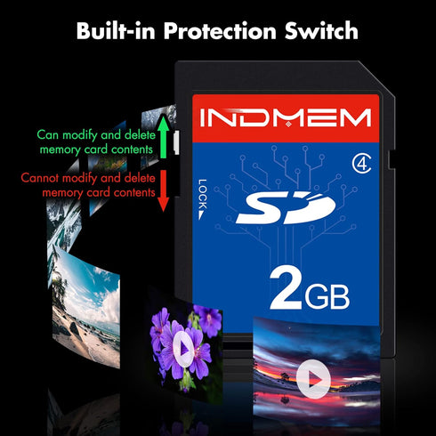 INDMEM 2 Pack SD Card, 2GB Class 4 Flash Memory Card, 2G SLC Standard Secure Digital Cards