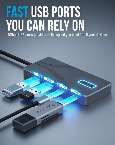 SABRENT 5-in-1 10Gbps 4K 100W 80W (HB-TG5P) USB C Hub Docking Station, USB-A & USB-C Ports, HDMI Output, PD Input