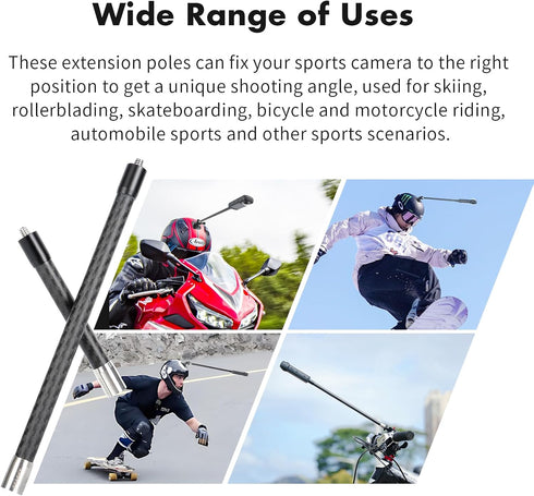 SEASKY T1-1 1/4 Screw Thread Carbon Fiber Extension Rod Kit with 1/4 Adapter for insta360 One X4 X3 X2 X RS & GoPro