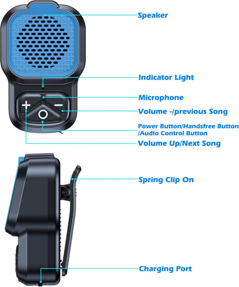 KAIY IPX6 10 Wearable Bluetooth Speaker with Mic, Portable Clip On Speakers Small Outdoor Wireless Speaker