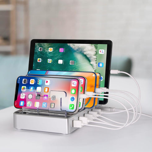Charging Station, Multi Charging Station for Multiple Devices, 6 Ports USB Multi Phone Fast Charging Station for Cell
